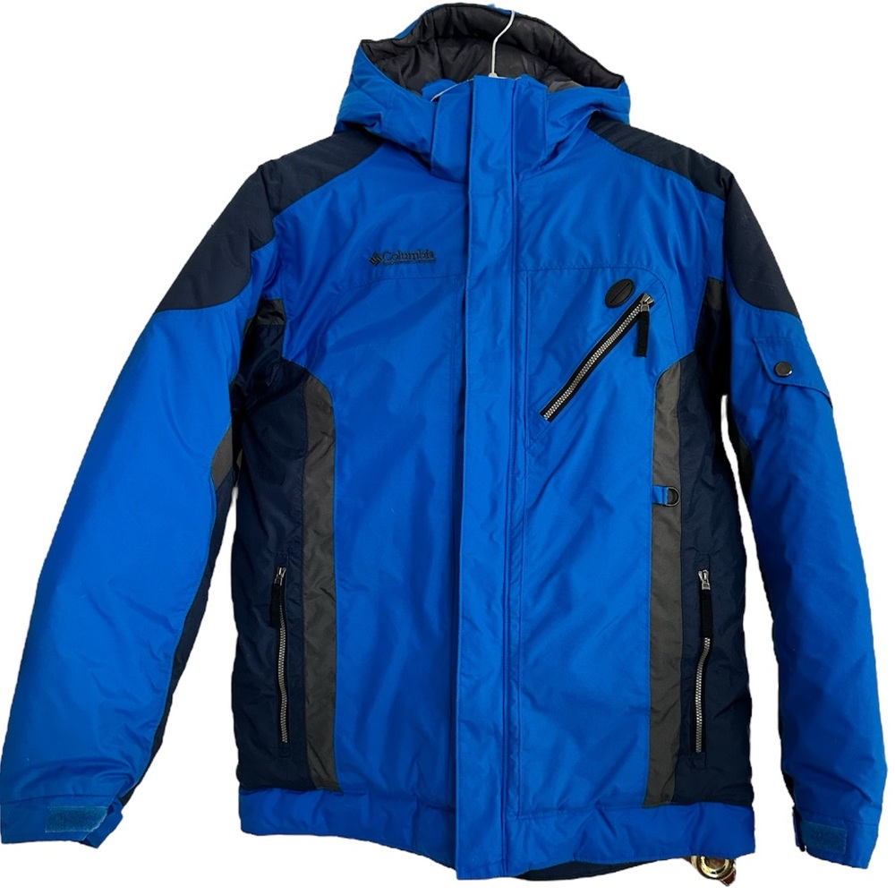 Columbia Jacket Detachable Hood 4 Outside Pockets 1 Inside Velcro & Full Zipper